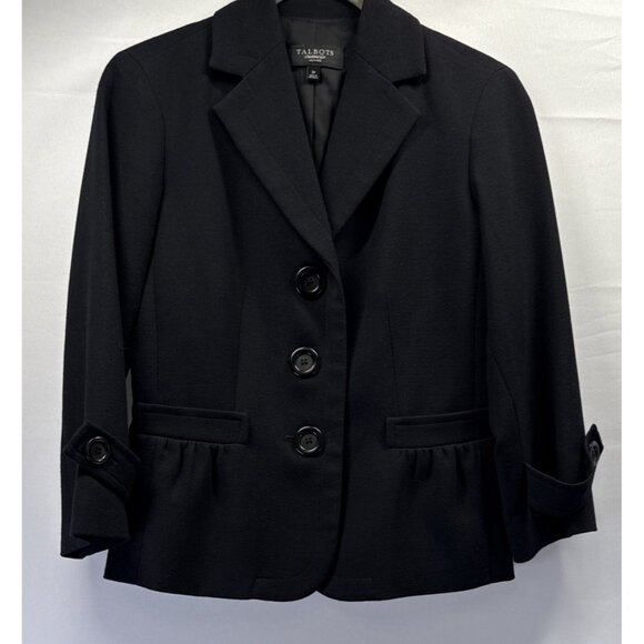 Talbots Jackets & Blazers - Talbots Women's Blazer Size 2P Petite Solid Black Long Sleeves Buttons Pockets